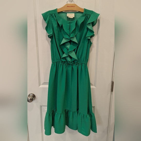 Kate Spade New York Green Ruffle Dress Spring Summer Easter Wedding Guest Size 6 - Picture 3 of 6